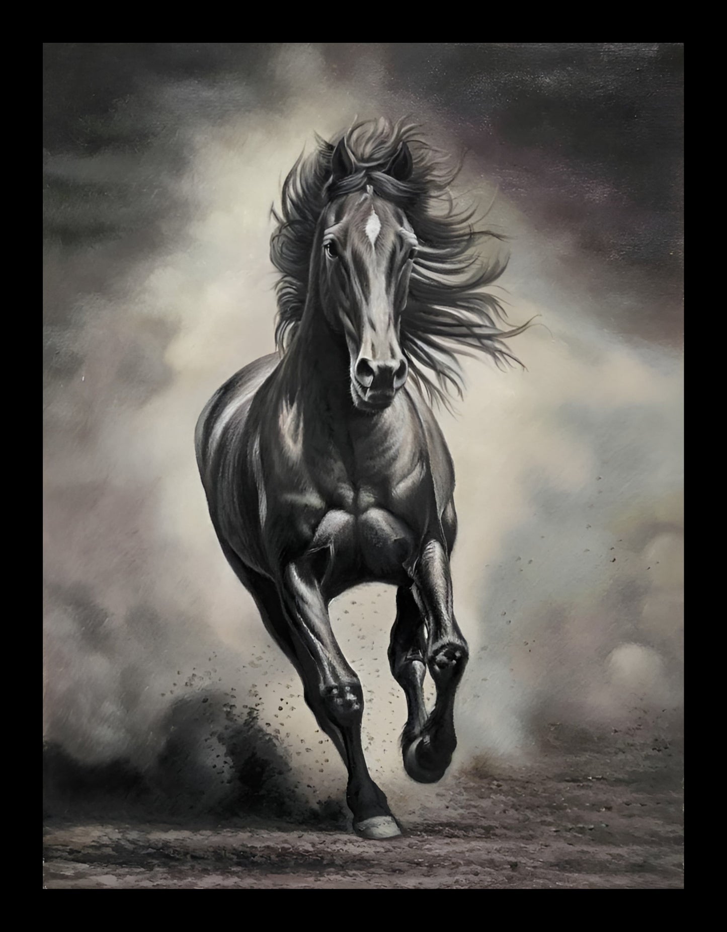 black horse running