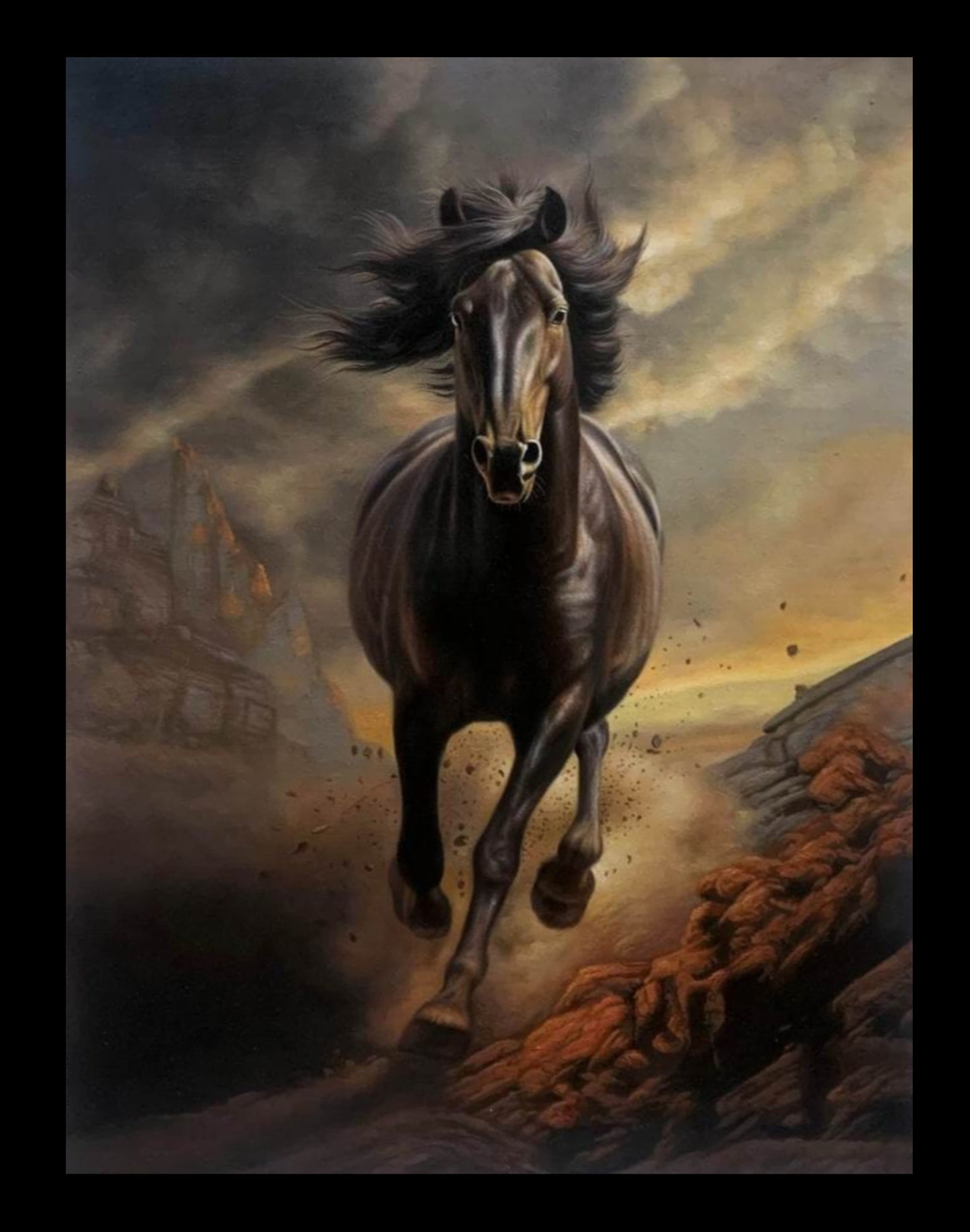 Dark Brown Horse in the Mountains