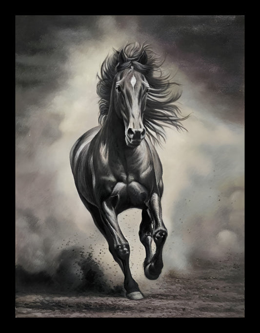 black horse running