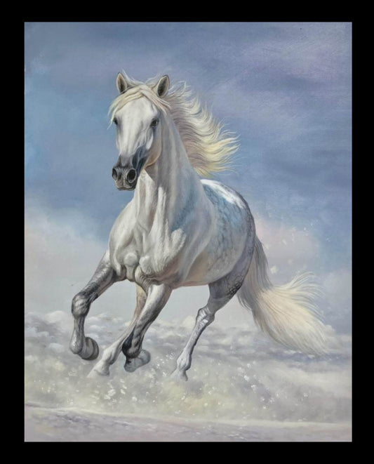 White horse style  Oil painting hand-made  30×40 cm