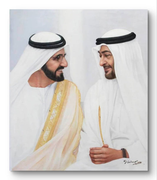 Sheikh Mohammed with Sheikh Al Nahyan Oil Painting
