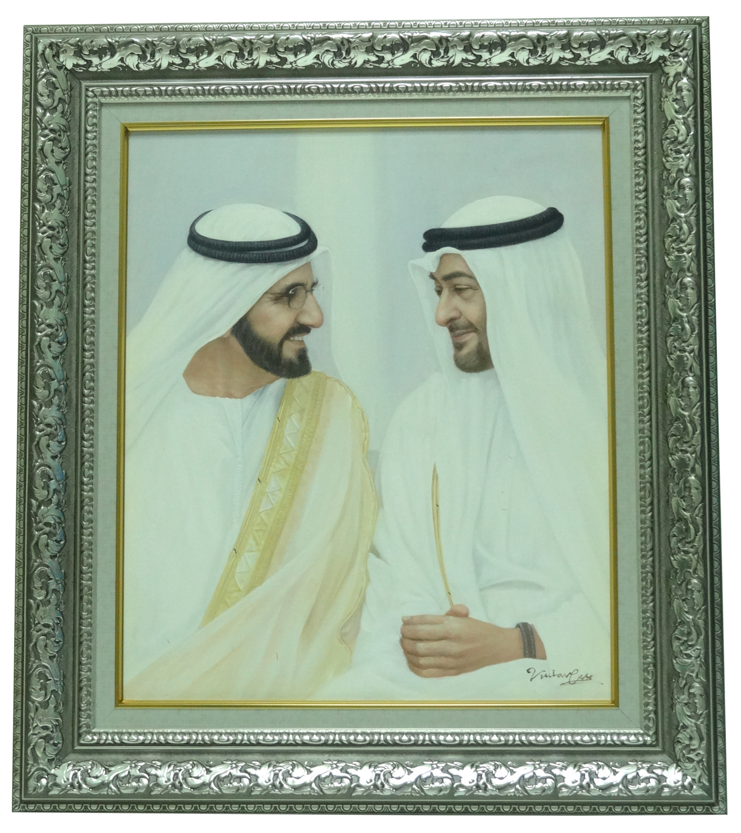 Sheikh Mohammed with Sheikh Al Nahyan Oil Painting